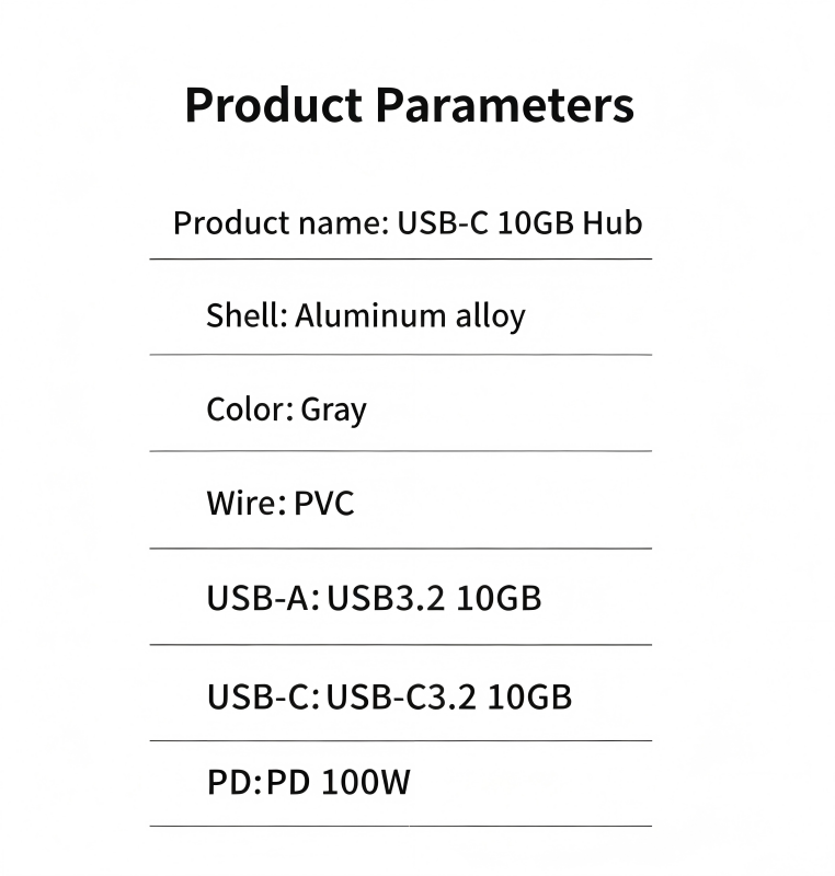 5-in-1 USB-C Hub, PD100W,Dual 10Gbps USB-A 3.2 Data Ports, Dual 10Gbps USB-C 3.2 Data Ports, PD 100W Charging Port, Aluminum Alloy Stripe Design Compact and Portable compatible with Windows, Mac OS, and Android systems.-UH05-0001