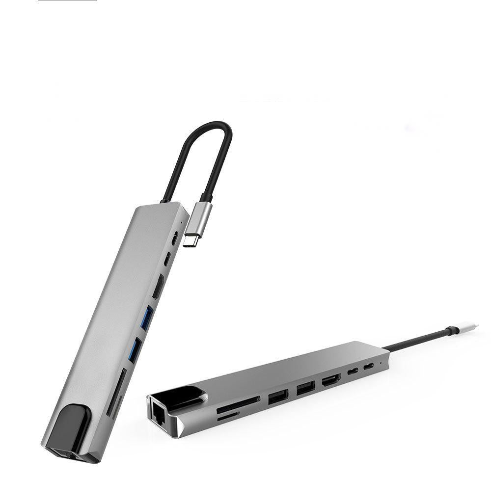 USB C HUB, 8 in 1 USB C Adapter with 4K HDMI,100W PD, USB C Port, USB 3.0,RJ45 Ethernet, SD/TF Card Reader, Docking Station Compatible with MacBook Pro/Air USB C Laptops and Other TypeC Devices-UH08-24