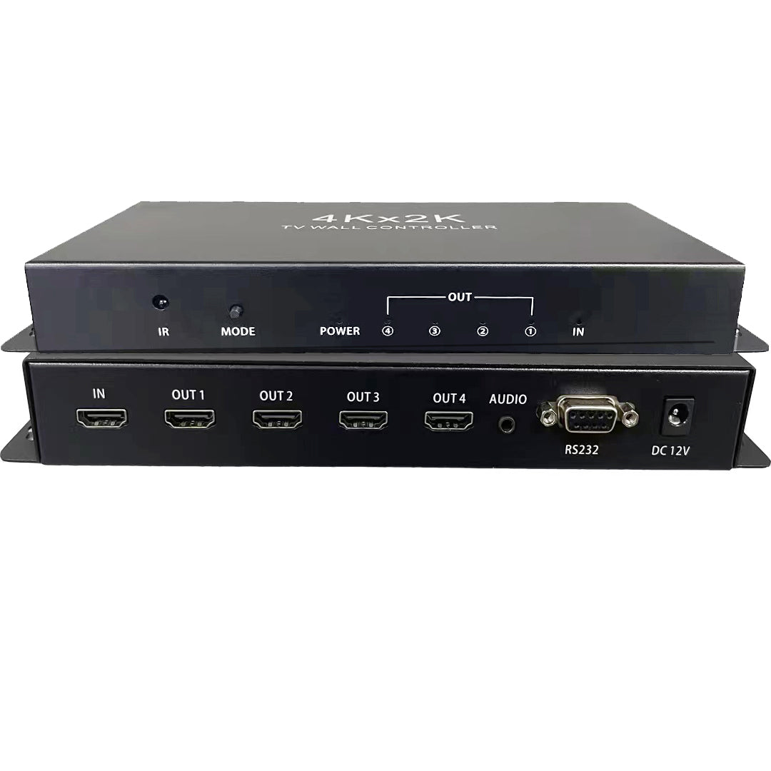 HDMl Video Wall Controller 2x2 4K@30Hz,Video Wall Processor with 11 Splicing Modes, RS232, 180°Rotate, Audio Extractor, 2x2,1x2,1x3,1x4,2x1,3x1x4x1, 1 HDMI Input and 4 HDMI Outputs