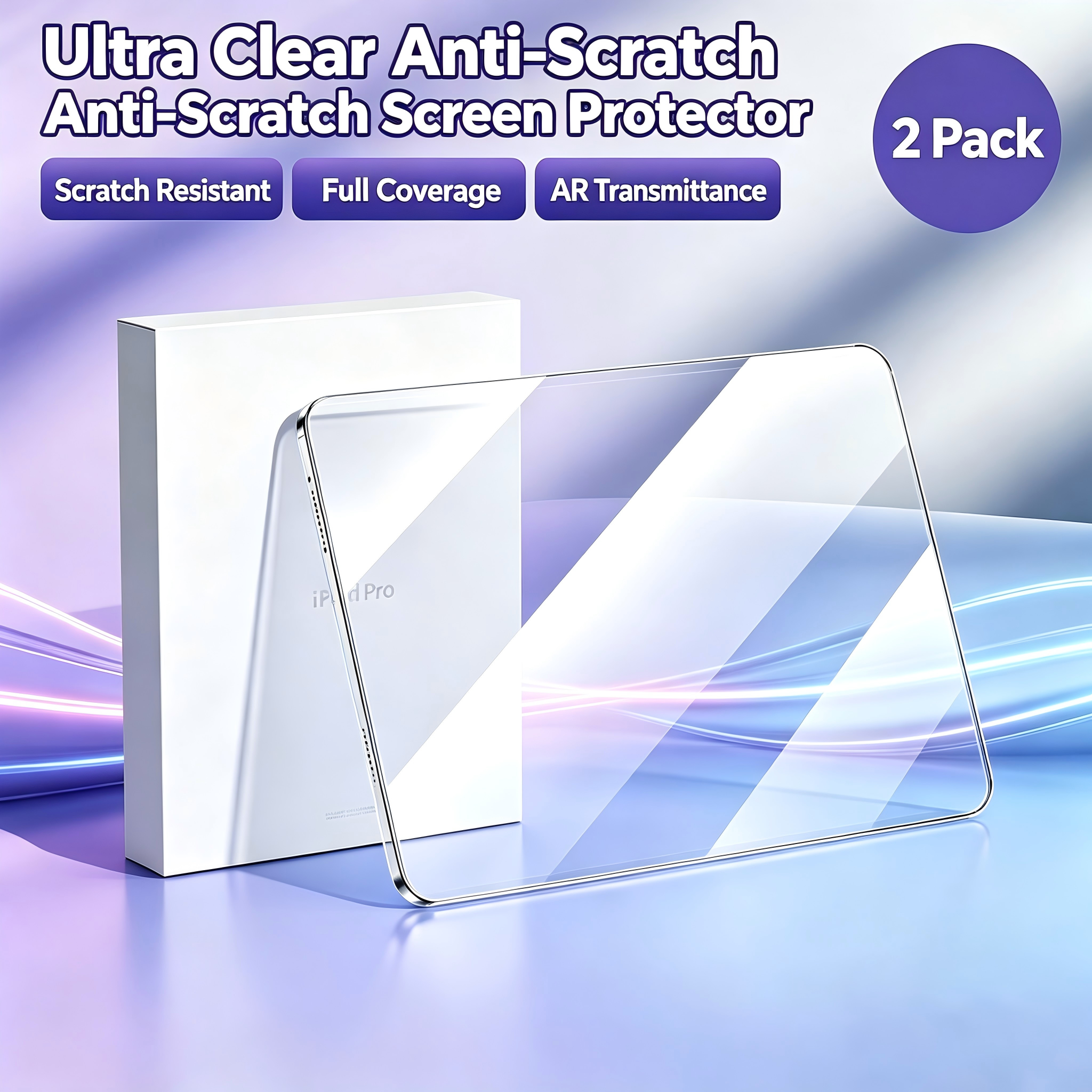 [QGeeM] Anti Blue Light Tempered Glass Screen Protector for iPad Pro 2024 11 Inch & 13 Inch, 99% Blue Light Blocking Eye Protection, Full Coverage Shatterproof Anti Fingerprint HD Film, 2 Pack