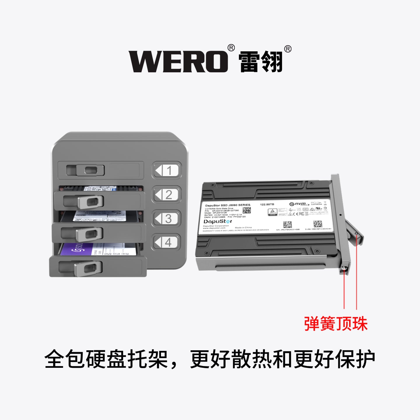 WERO 4-Bay 80Gbps Thunderbolt (5+4+3) U.2 Hard Drive Enclosure Thunderbolt 5 4-Bay U.2 Storage CUBE Series(4XU2-V80)