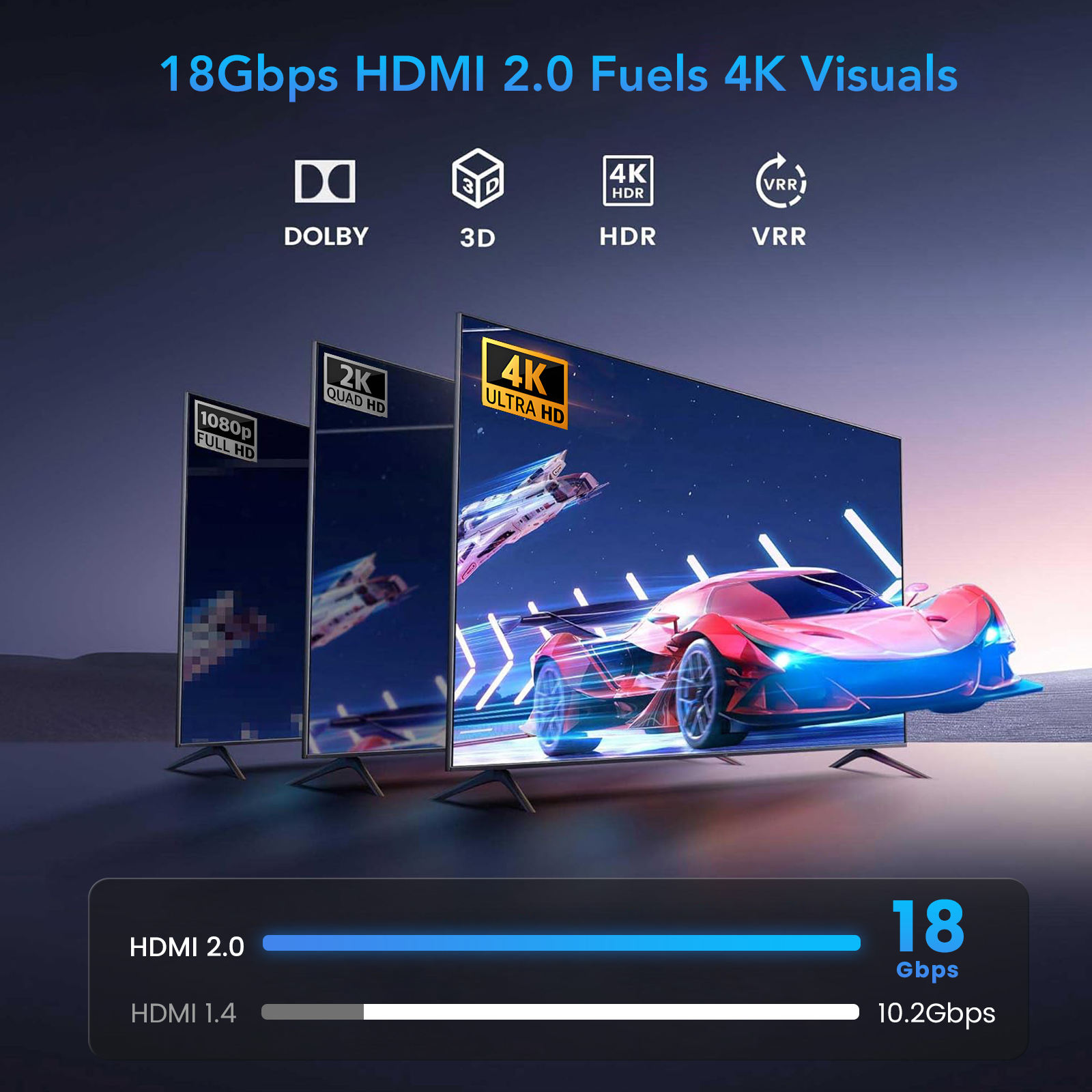 HDMI Switch 5 in 1 Out, 5 Way HDMI Switcher Selector Box with IR Remote (4K@60Hz 5x1 HDMI Switch)-EX45-A-0-BK