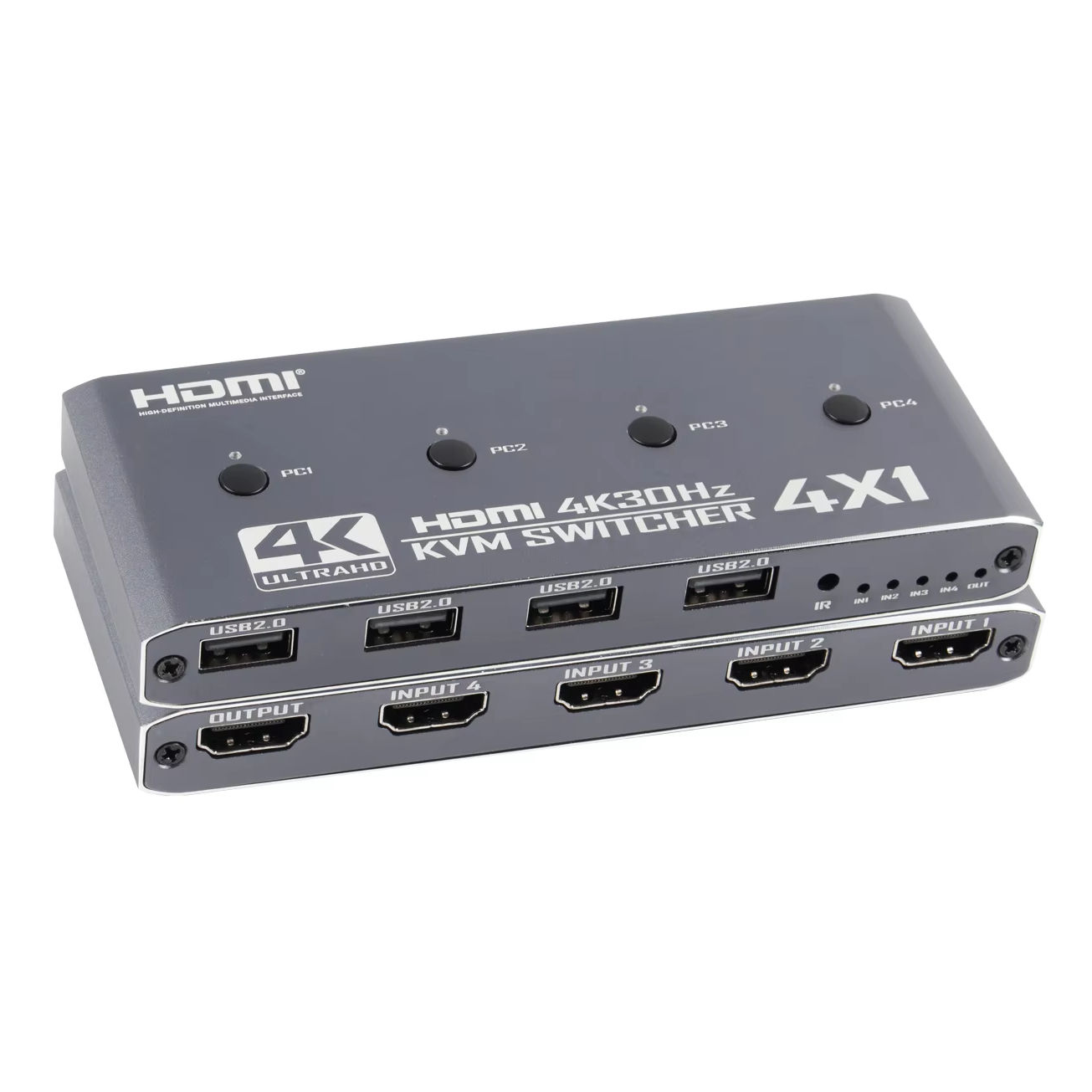 KVM Switch, 4K HDMI USB Switcher, 4 Ports for 4 PCs, 4K@60Hz, HDMI2.0, HDCP2.2, Sharing Keyboard/Mouse/Monitor, Easy Connection, No Driver Required, USB Cable Included