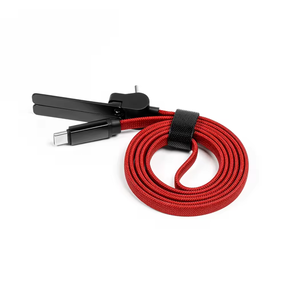 2-in-1 3A 60W PD USB Phone Stand Fast Charging Data Nylon Cable Type C for Tablets and Phone