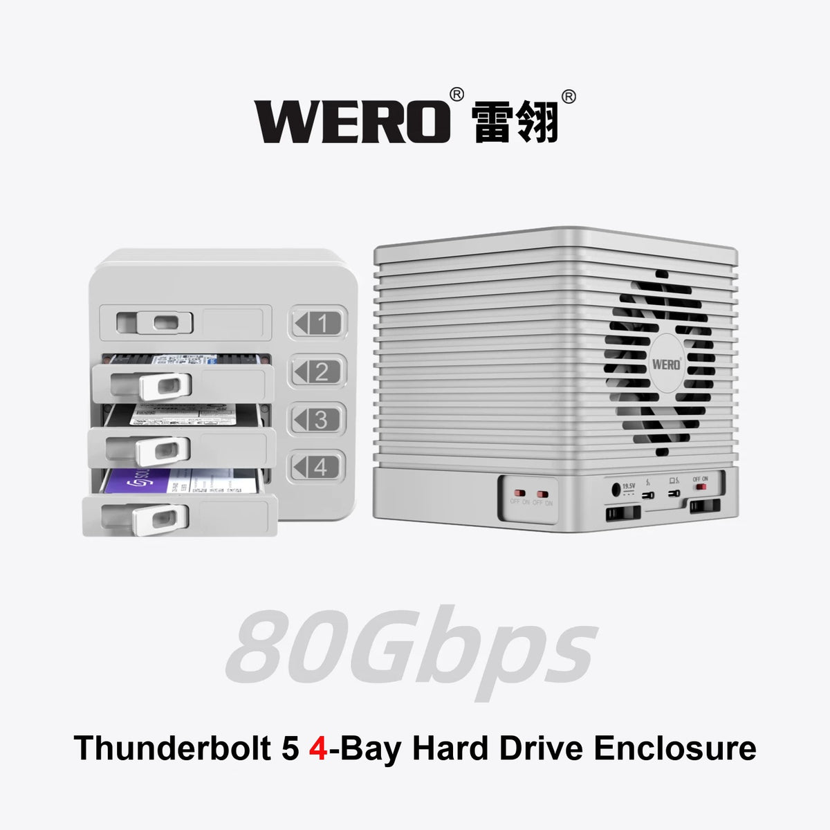 WERO 4-Bay 80Gbps Thunderbolt (5+4+3) U.2 Hard Drive Enclosure Thunderbolt 5 4-Bay U.2 Storage CUBE Series(4XU2-V80)