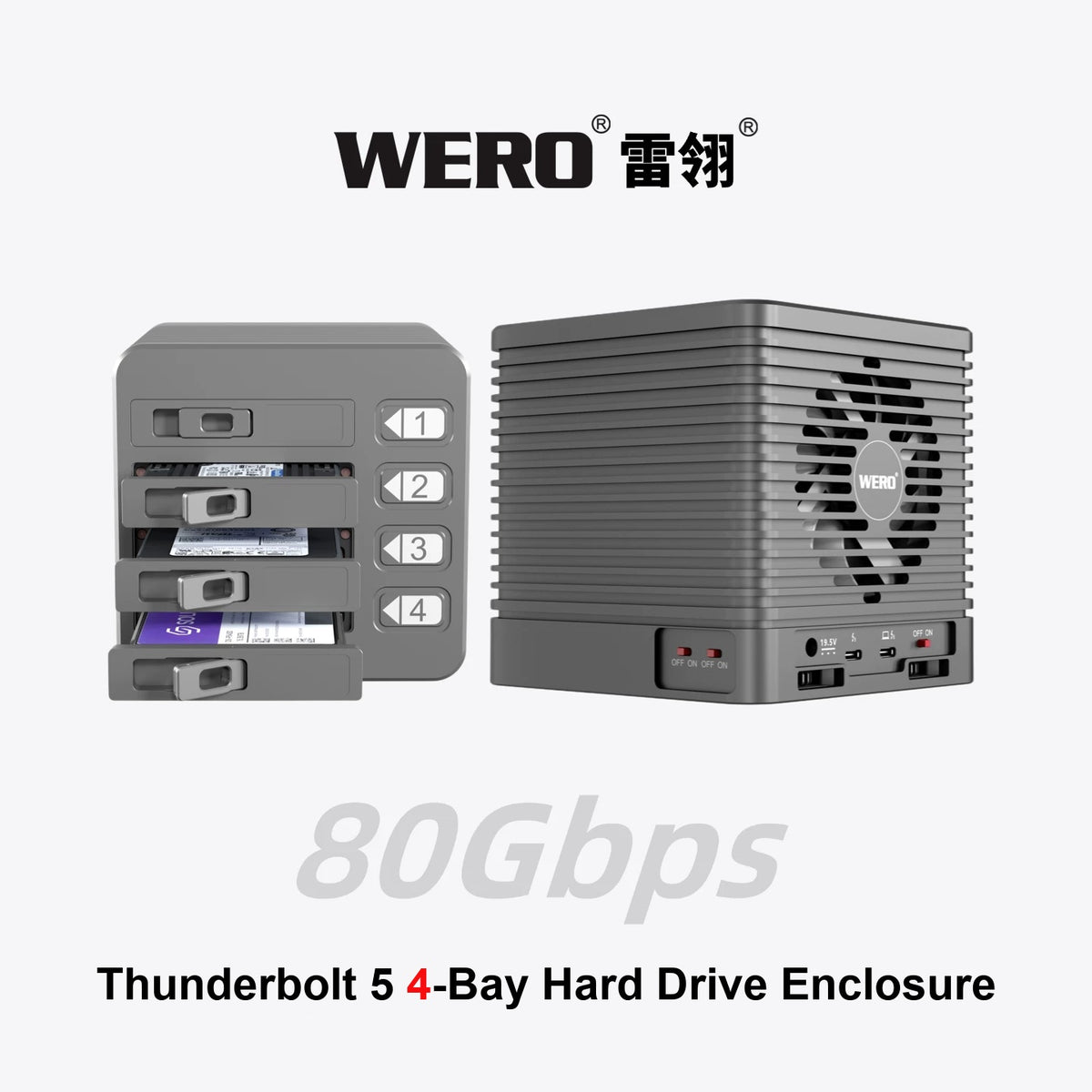WERO 4-Bay 80Gbps Thunderbolt (5+4+3) U.2 Hard Drive Enclosure Thunderbolt 5 4-Bay U.2 Storage CUBE Series(4XU2-V80)