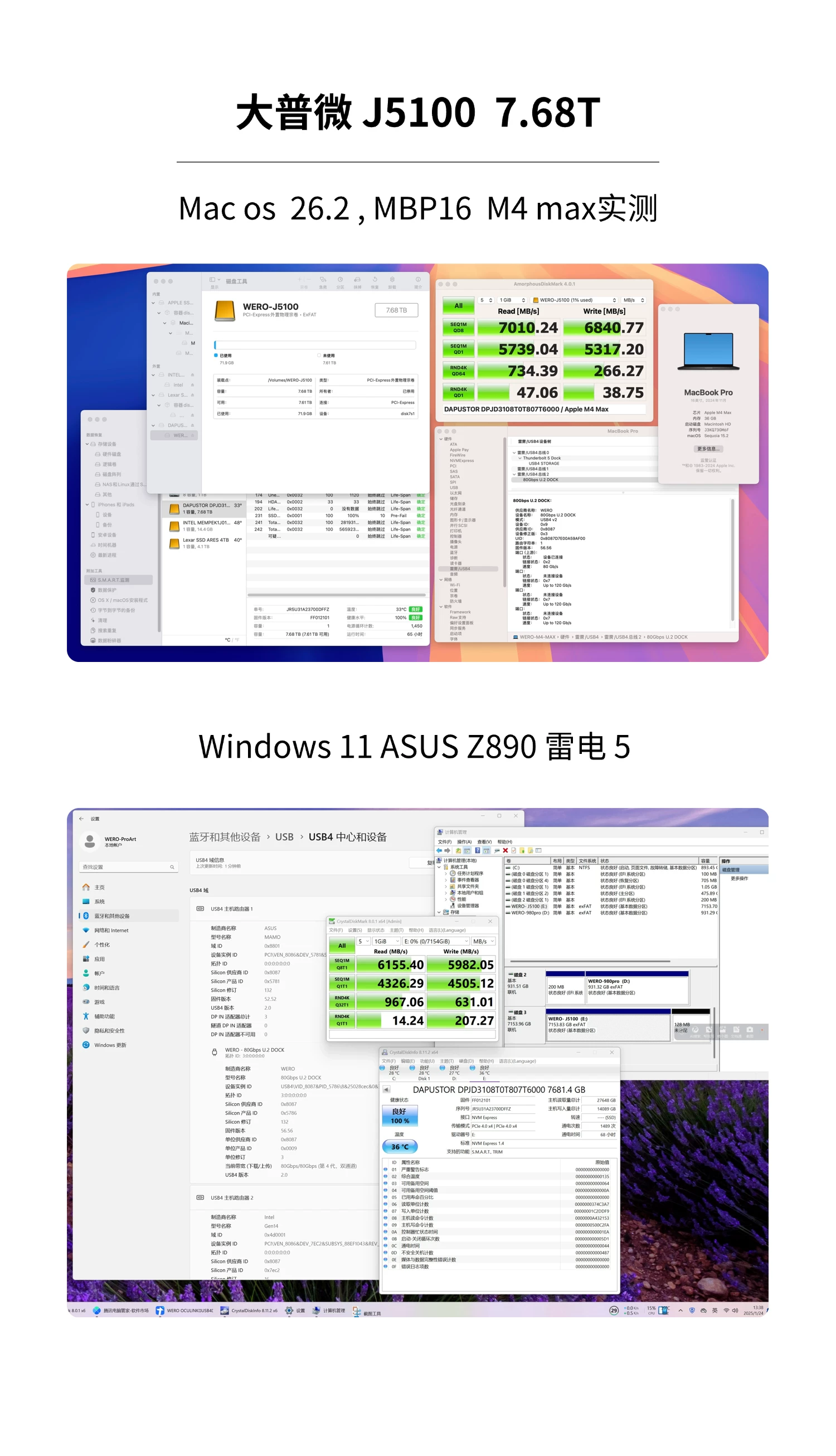WERO 4-Bay 80Gbps Thunderbolt (5+4+3) U.2 Hard Drive Enclosure Thunderbolt 5 4-Bay U.2 Storage CUBE Series(4XU2-V80)