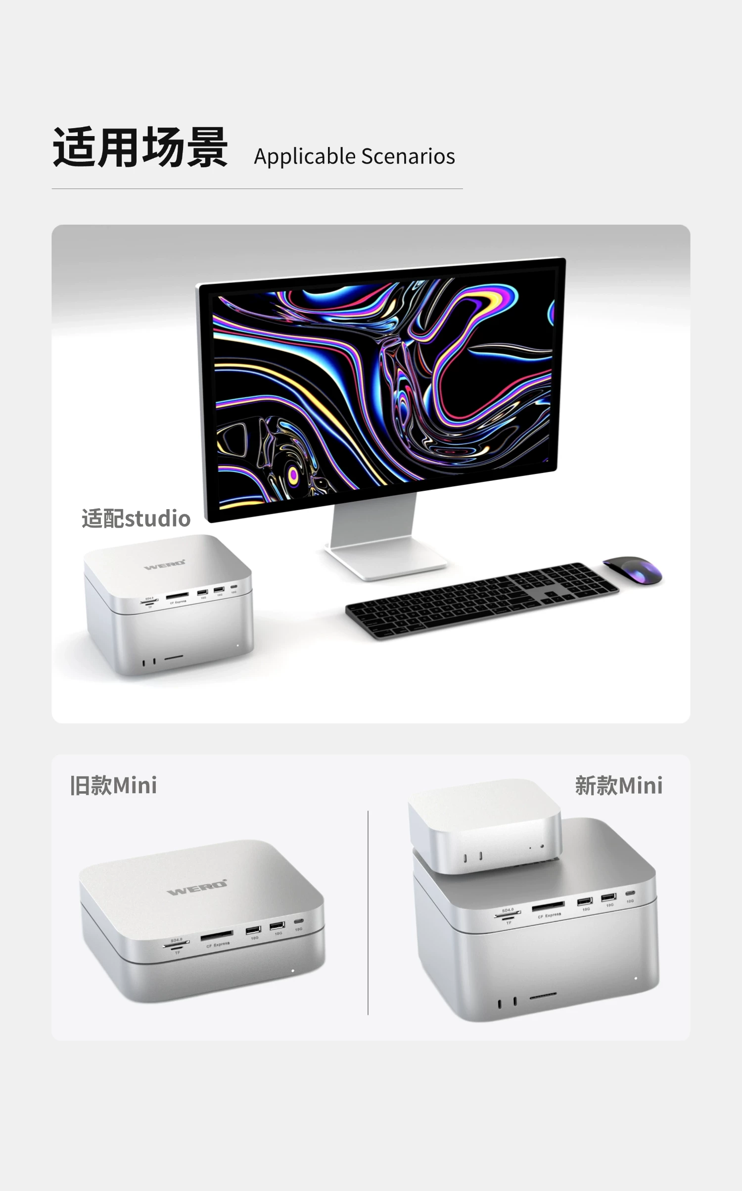 WERO Thunderbolt 3 docking station mini/studio mate dual bay m.2 card reader USB base solid-state box(mac mini dock)