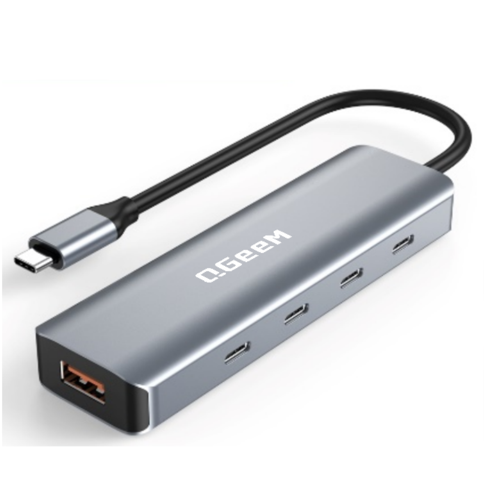QGeeM USB C Hub 10Gbps, 5 Ports PD100W,USB-C/A 3.2 Data Only Adapter, High Speed Multiport Splitter for MacBook Air/Pro, iMac, iPad Pro, iPhone 15/15 Pro, Galaxy S23, and More
