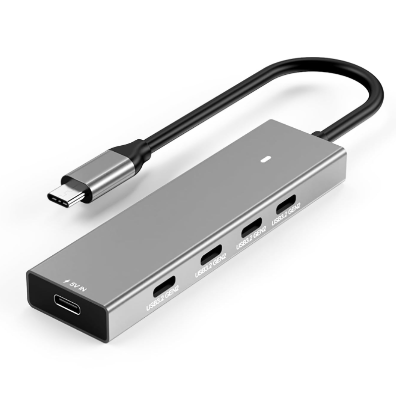5 in 1 USB-C HUB 2A+2C High Speed USB3.2 Gen2 10Gbps Aluminum USB C Splitter Multiport Adapter USB Expander for PC Laptop