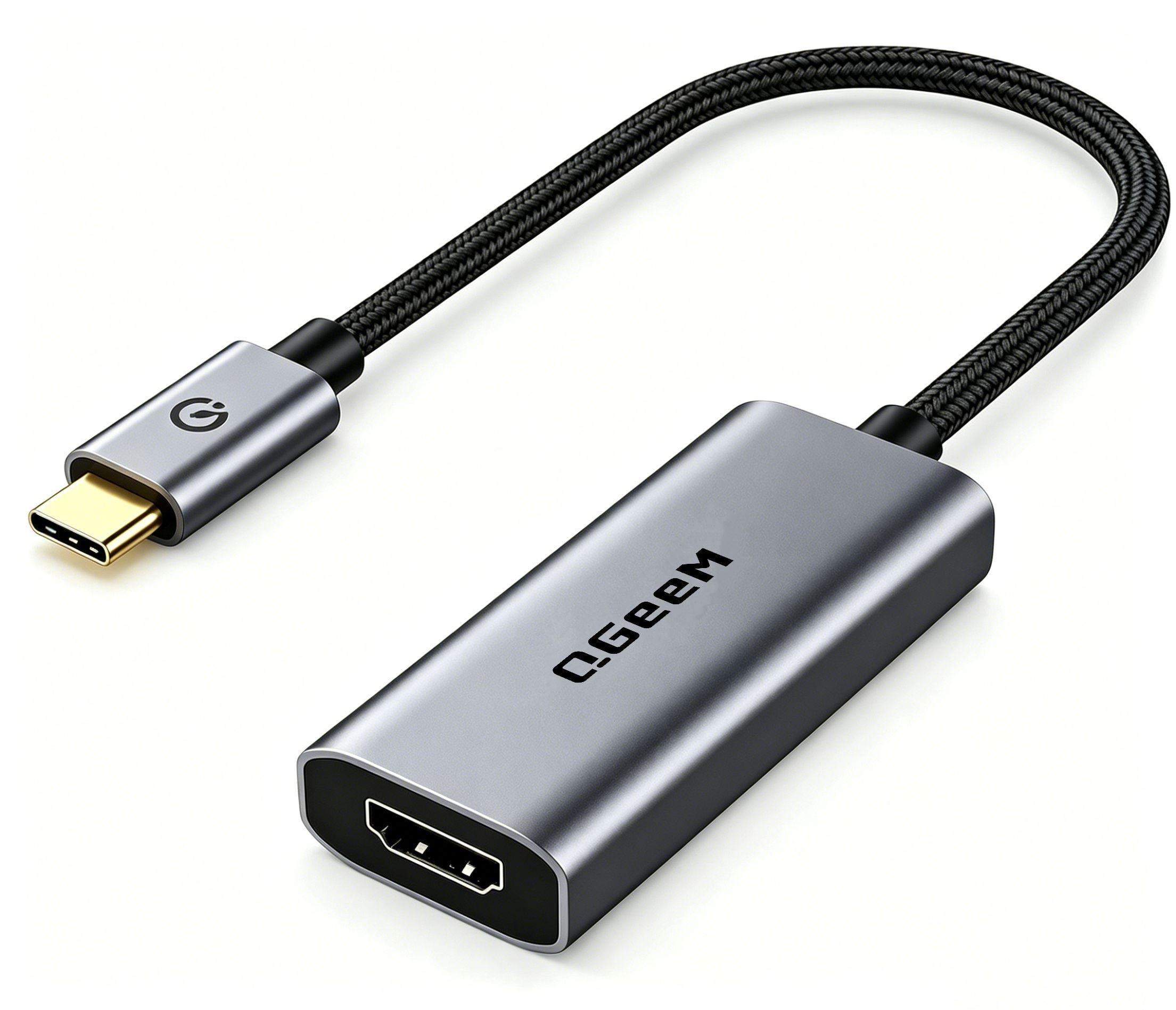 QGeeM USB C to HDMI Adapter 8K@60Hz,Type-C Thunderbolt 3/4 to HDMI Adapter Converter,Compatible for MacBook Pro,iPhone16 Max Plus,iPad Air,XPS,Galaxy S24Ultra,iMac Mini Etc.-UA02-0.12