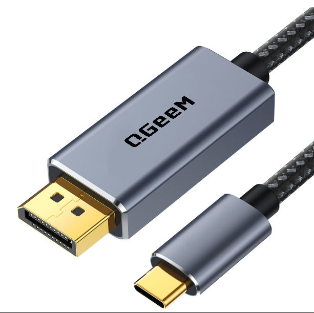 QGeeM USB C to DisplayPort 1.4 Cable 8K@60Hz 4K@240Hz Unidirectional Thunderbolt 4/3 to DisplayPort Cord USB C to DP 32.4Gbps Compatible iPhone 17, MacBook Pro/Air, iPad, Mac Mini, Galaxy, XPS-UA15-J
