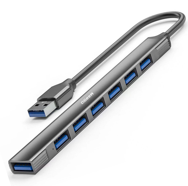 7 IN 1 USB-A Hub , Aluminium USB 3.0 Hub USB Splitter Extender for for Laptop, PC, MacBook, Mac Pro, Mac mini, iMac, Surface Pro and More-UH07-101