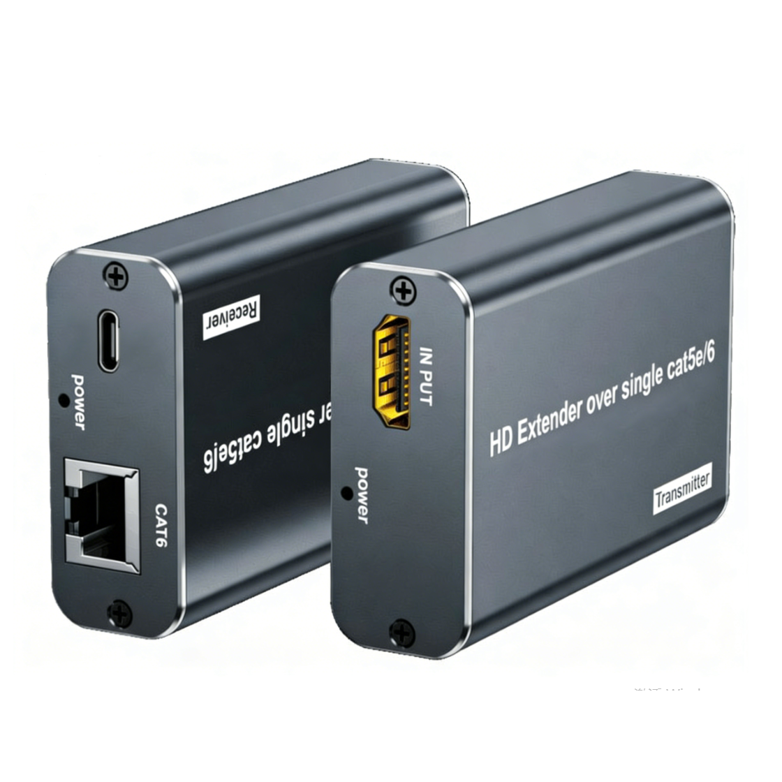 HDMI Extender Over Single Cat5e/6 Ethernet, 1080P@60Hz Full HD up to 60M/197FT,Plug & Play HDMI Transmitter & Receiver Kit with Single-Side 5V Power, with PC, laptop, Mac, PS4/PS5, Xbox, TVs and projectors-XH060IR