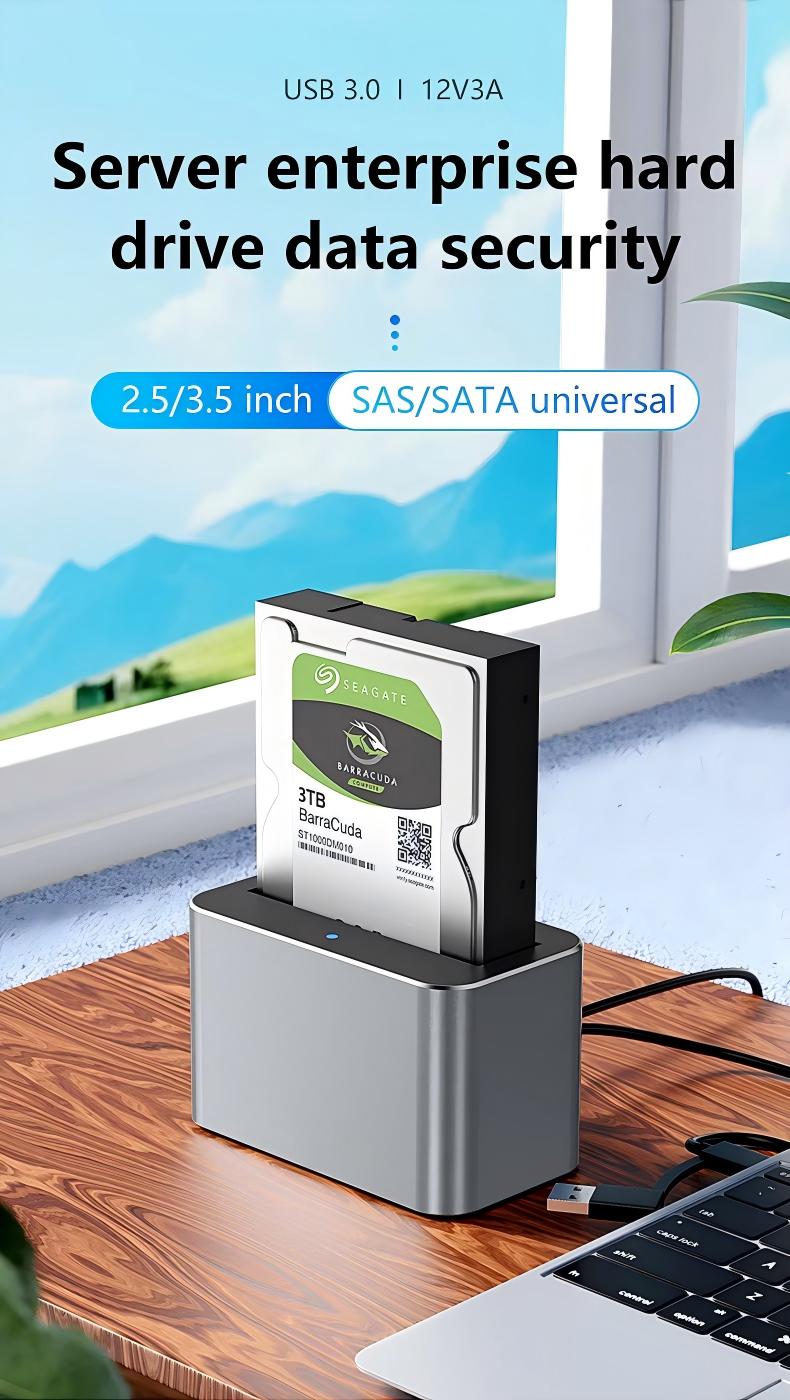HD01S SAS/SATA Universal Hard Drive Dock 2.5/3.5 Inch 20TB Computer Desktop Type-C Hard Drive Enclosure 3.0-HD01S