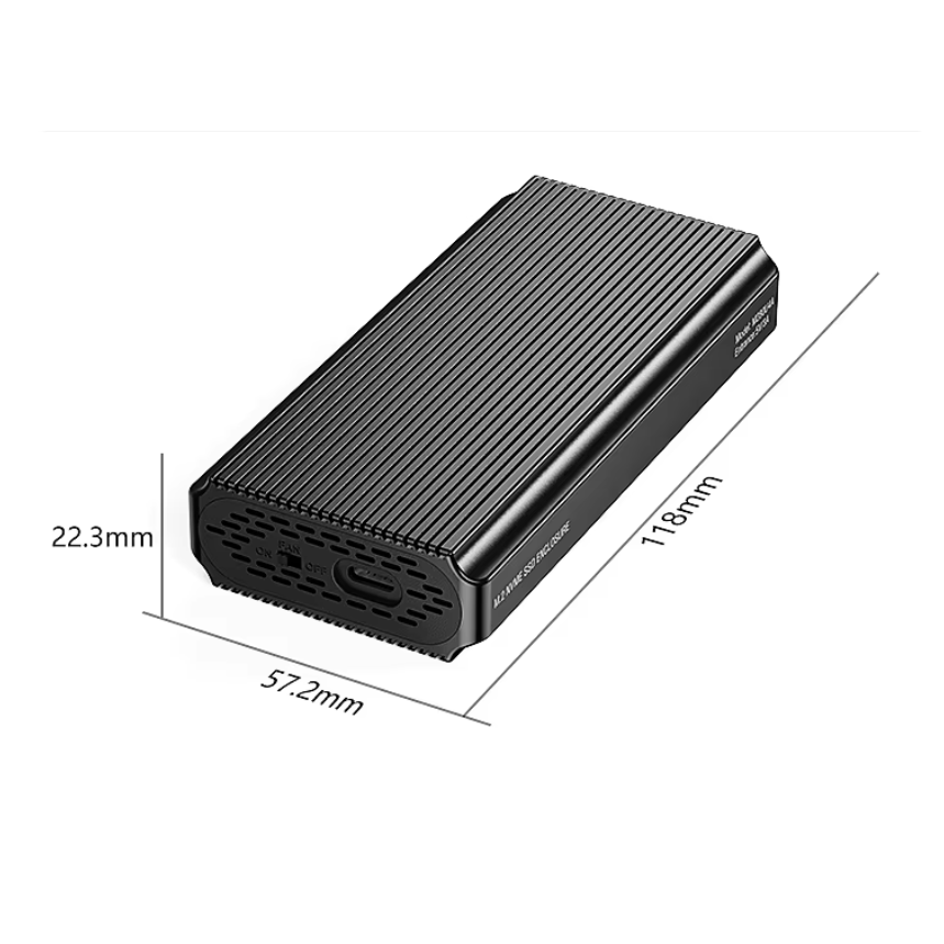 USB 4 SSD Enclosure 40Gbps M.2 NVMe with USB C Cable & Cooling Fan, Aluminum Casing, B+M/M Key 2230/2242/2260/2280 for Thunderbolt 5/4/3 MacBook iPad Pro Mac mini M4 iPhone 17/16/15/14-M280U4C