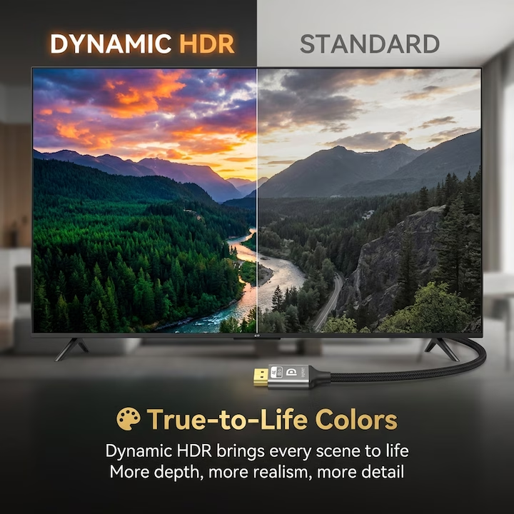 4K@60Hz Bidirectional HDMI to Displayport Cable Male to Male Adapter DP 1.2, HDCP 2.2, HDMI 1.4 4K@30Hz with USB Powered Compatible with Laptops, PC, Switch 2/PS5/Xbox/AMD/NVIDIA/Monitor--AV56-B