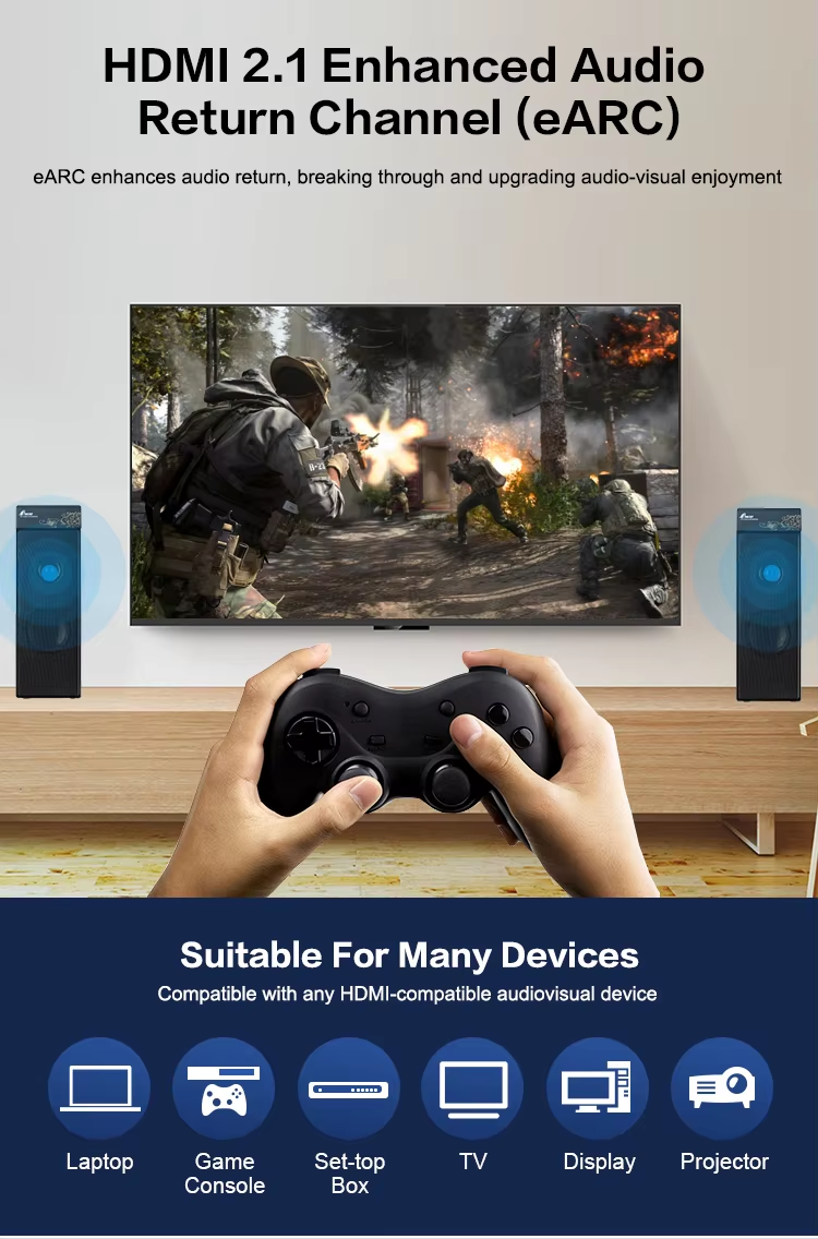 8K@60Hz HDMI 2.1 Cable , Braided, Side with anti-slip function 48Gbps Ultra High-Speed HDMI Cables Cord, 8K@60Hz, 4K@120Hz Compatible for TV/PS-5/X-box/Projector/Sound System & More---AV17-D