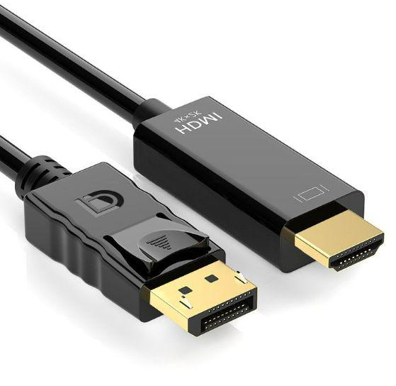 Displayport to HDMI Cable 4K 30Hz 6ft, NOT HDMI to Displayport Adapter, Display Port to HDMI Cable 6feet for Dell Lenovo HP Laptop Desktop PC Monitor TV GPU NVIDIA AMD,Black-AV26-A