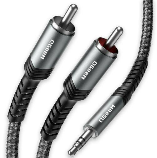 QGeeM 3.5mm to 2RCA Cable, 2RCA Male to Aux Audio Adapter, HiFi Sound