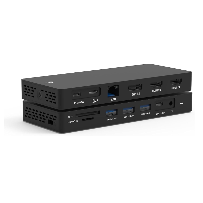 13 in 1 USB C Docking Station Triple Displays with Dual HDMI+DisplayPort with Power Adapter,for  Windows and Mac OS-HD1306