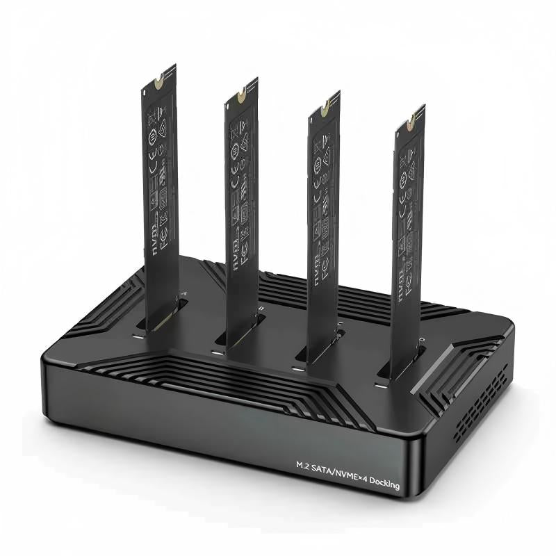 4-Bay M.2 NVME SATA SSD Enclosure Tool-Free, Up to 32TB, USB 3.2 Gen 2 10Gbps External Hard Drive Docking Station  for M.2 NVMe PCIe (M Key, B+M Key) and SATA NGFF (B+M Key)--ST32-A-0-BK-V1-S1(DB2804SNA)