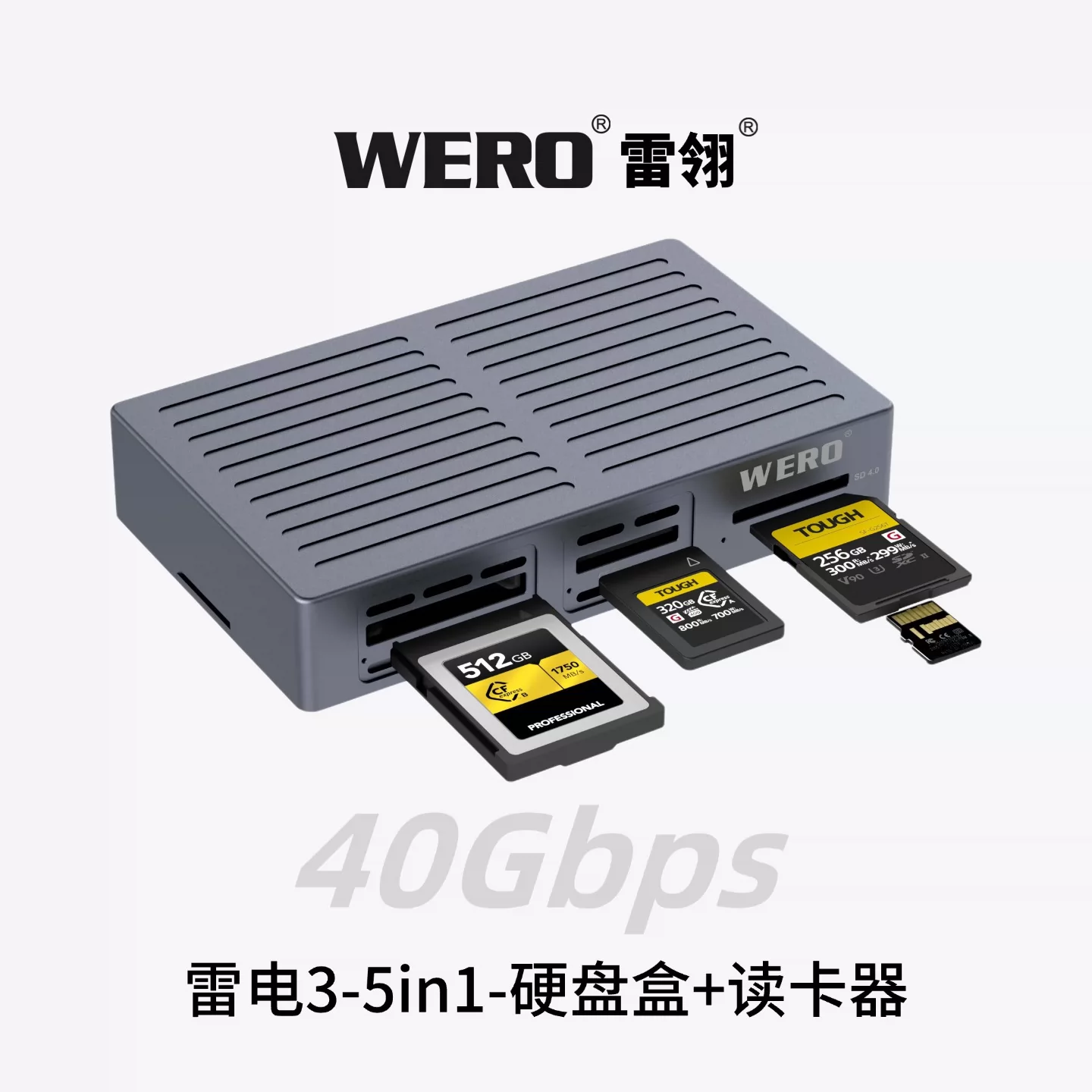 WERO Thunderbolt 5in1 Card Reader SSD Hard Disk Box iPhone/Mac Copy Card Genius Suitable for Thunderbolt 3/4/5(TBT3-SSD-5in1-Reader)