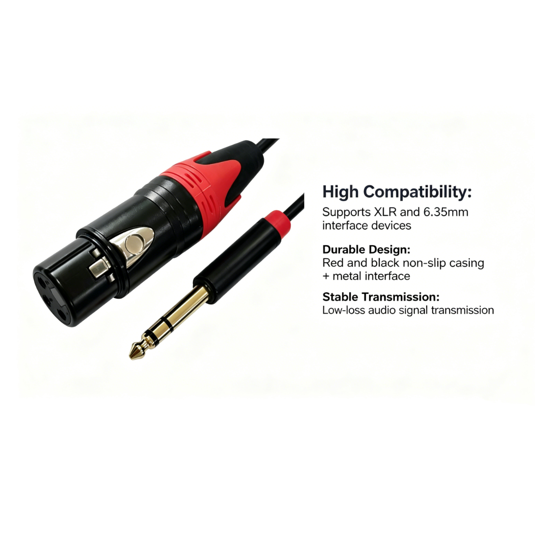 TRS 1/4 Inch 6.35mm to XLR Female Balanced Interconnect Audio Cable, 3Pin XLR to Quarter Inch Mic Cable for Microphone, Mixer, Guitar, AMP, Speakers - AU20-A