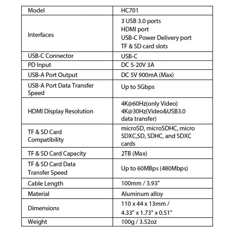7 In 1 USB C Multifunction Docking Station Hub (USB 3.0x3+PD Port+SD Card+TF Card+HDMI 4K)with HDTV PD USB C Adapter Dock Station for Macbook Pro