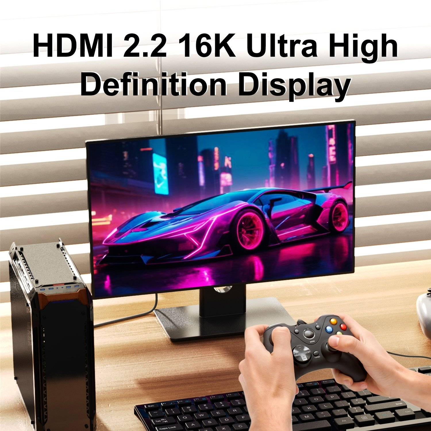 16K@60Hz HDMI 2.2 Cable, 96Gbps Ultra High Speed Braided HDMI Cord, 8K@60Hz, 8K@120Hz, 8K@240Hz, eARC, HDCP 2.2, HDR10+ Dolby Atmos for TV, Monitor, Projector, PS5, Xbox --AV97-A