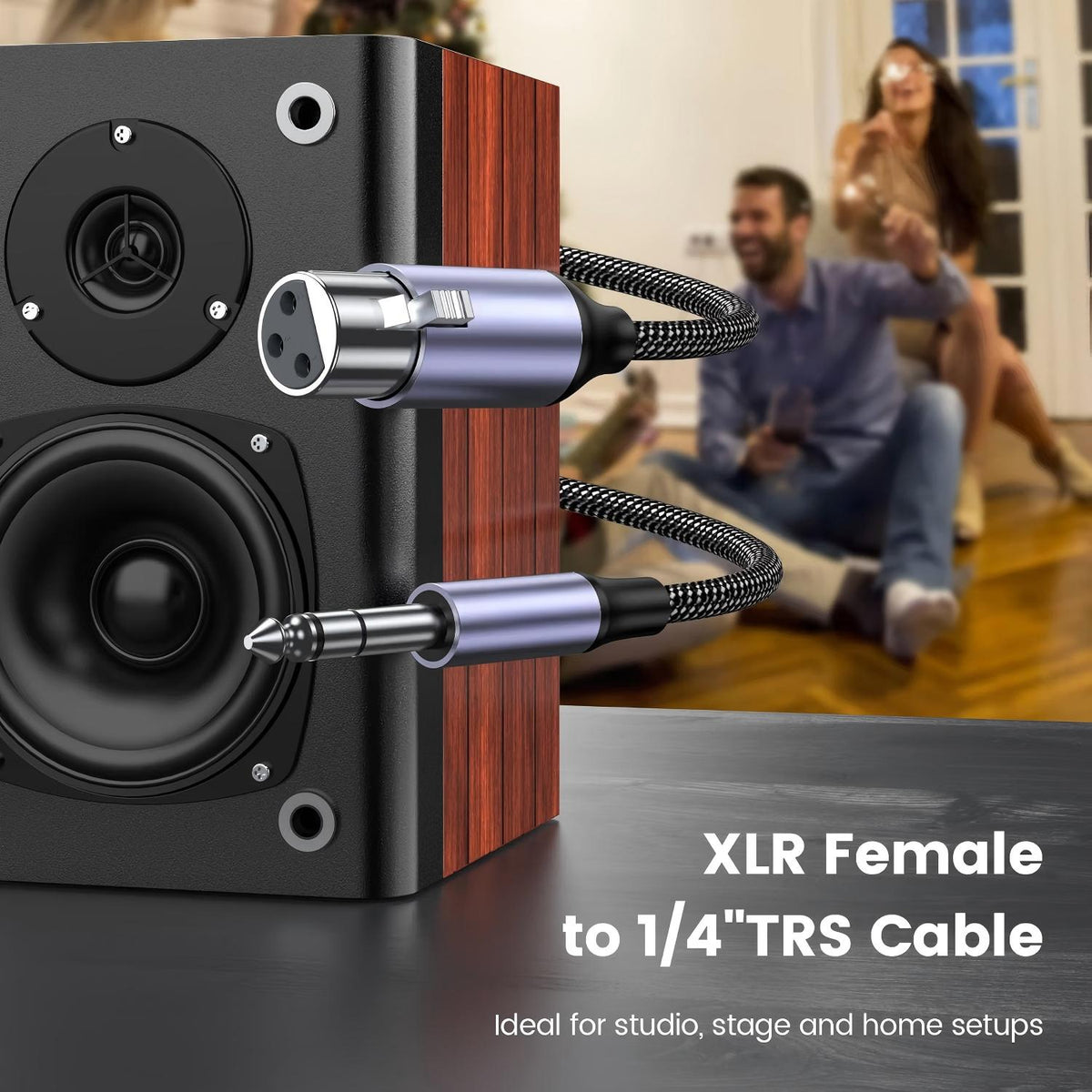 6.35mm TRS Male to XLR Female 3.3FT, 1/4 Inch Balanced Studio Grade Audio Cable forStudio Harmonizers, Equalizer, Amplifier, Microphone, Mixer, Dynamic Microphone, Electronic Keyboard-AU20-B-1.5