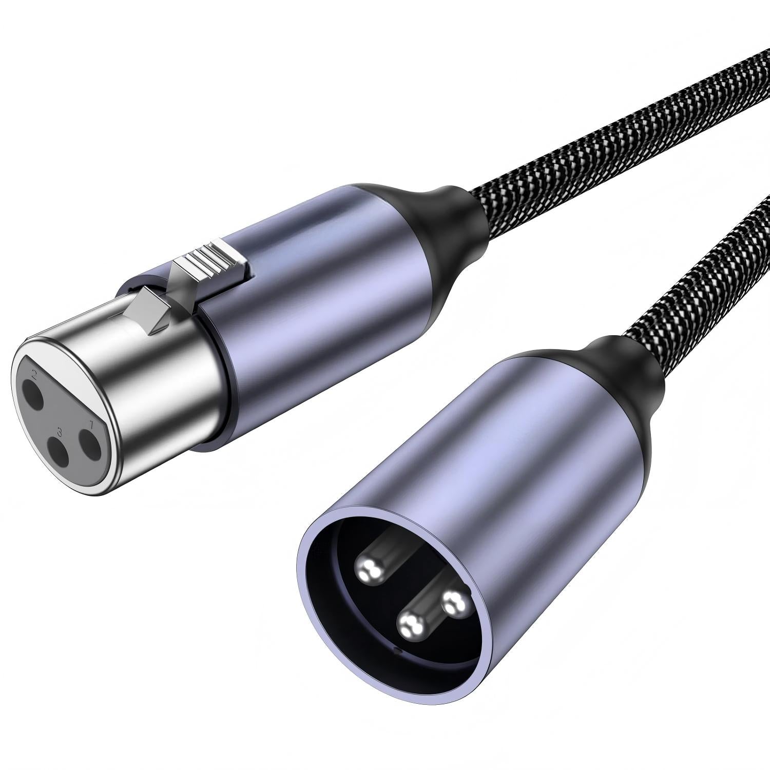 XLR Male to Female Cable 3FT 3Pin Nylon Braided Balanced Microphone Cord for Mic, Mixer, Recording Studio, Behringer & Speaker Systems-AU21-C