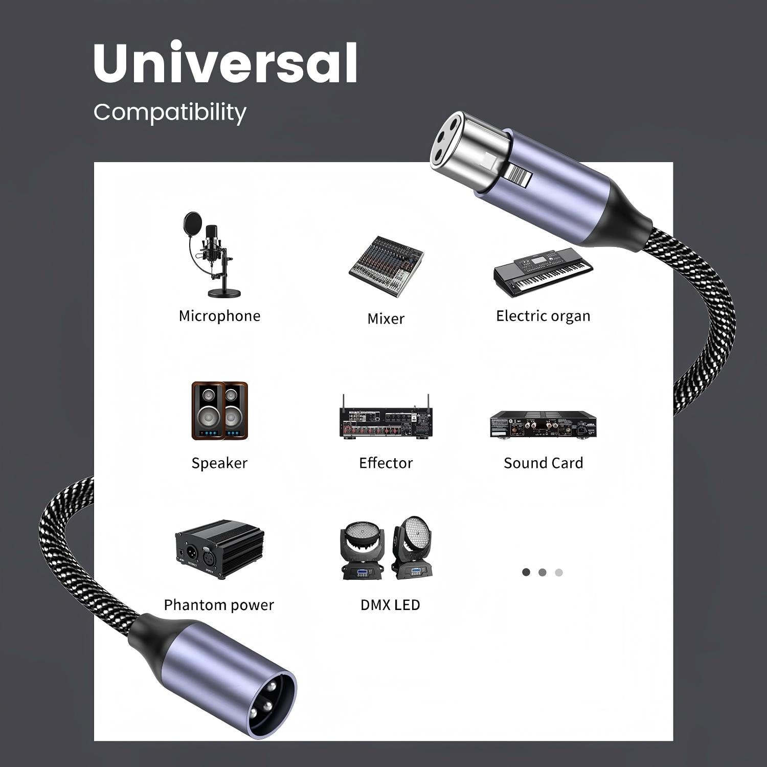 XLR Male to Female Cable 3FT 3Pin Nylon Braided Balanced Microphone Cord for Mic, Mixer, Recording Studio, Behringer & Speaker Systems-AU21-C