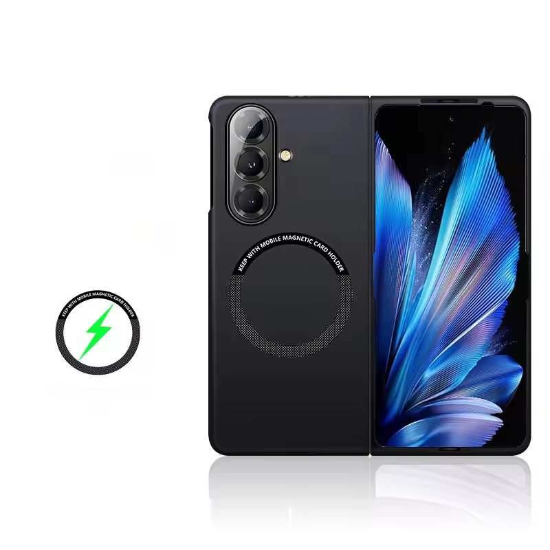 Magnetic Case for Samsung Galaxy Z Fold 8/7/6 – Slim Wireless Charging Compatible Cover with Magnetic Car Mount Support, Raised Camera Lens Protection & Shockproof Anti-Scratch Bumper, Easy Snap-On Fit