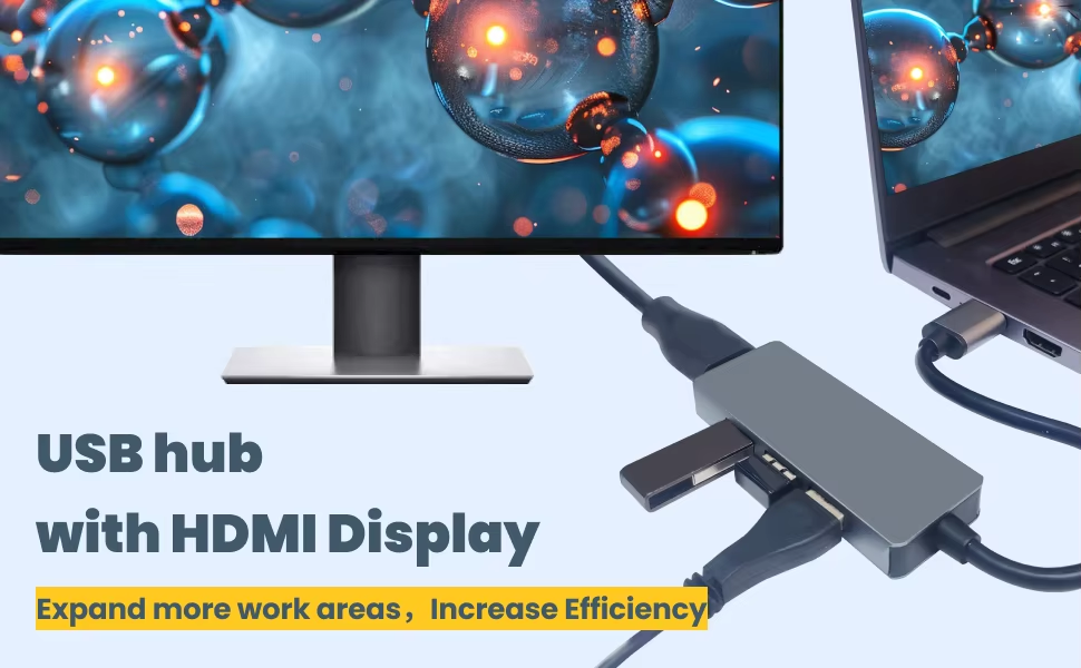 USB 3.0 to HDMI Adapter (4-in-1), USB 3.0 Hub with HDMI 1080P, 3*USB3.0,USB Extender Docking Station for Monitor, PC, Laptop, Desktop Support Windows 7/8/10 & Mac OS-UH04