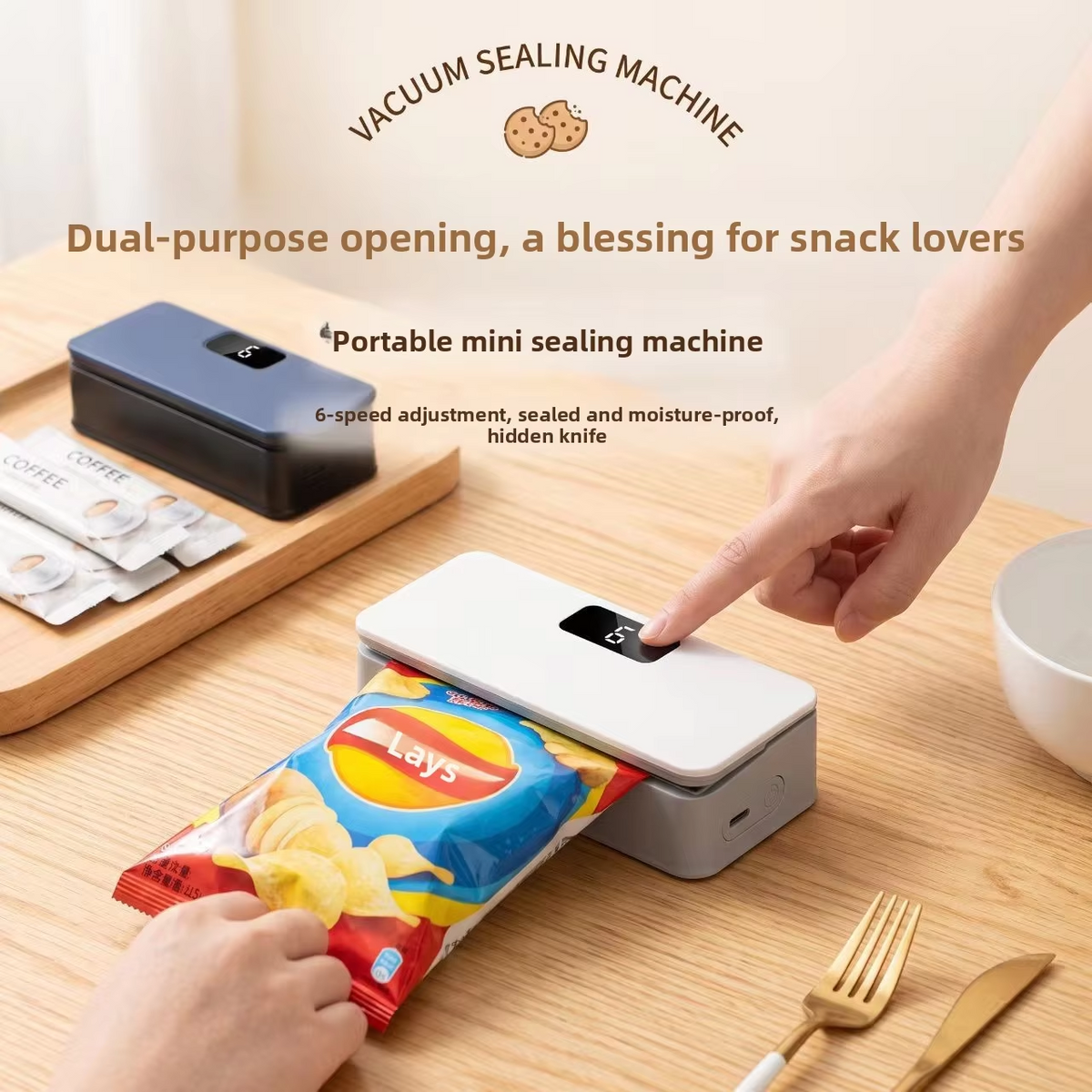 Mini Bag Sealer Magnetic Fridge, 6/8Speed Adjustmen，Selladora De Bolsas Plasticas, Portable Mini Heat Sealer with LED Display, Adjustable Bag Sealer Built-In Cutter and Magnetic Back, Rechargeable Sealer Machine，white
