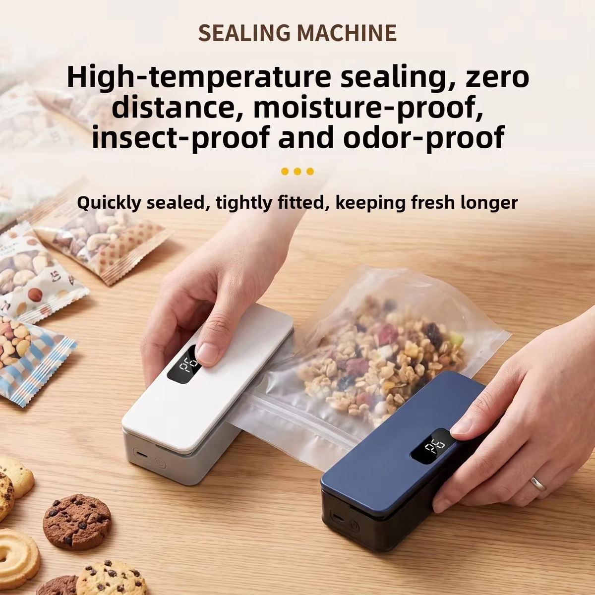 Mini Bag Sealer Magnetic Fridge, 6/8Speed Adjustmen，Selladora De Bolsas Plasticas, Portable Mini Heat Sealer with LED Display, Adjustable Bag Sealer Built-In Cutter and Magnetic Back, Rechargeable Sealer Machine，white