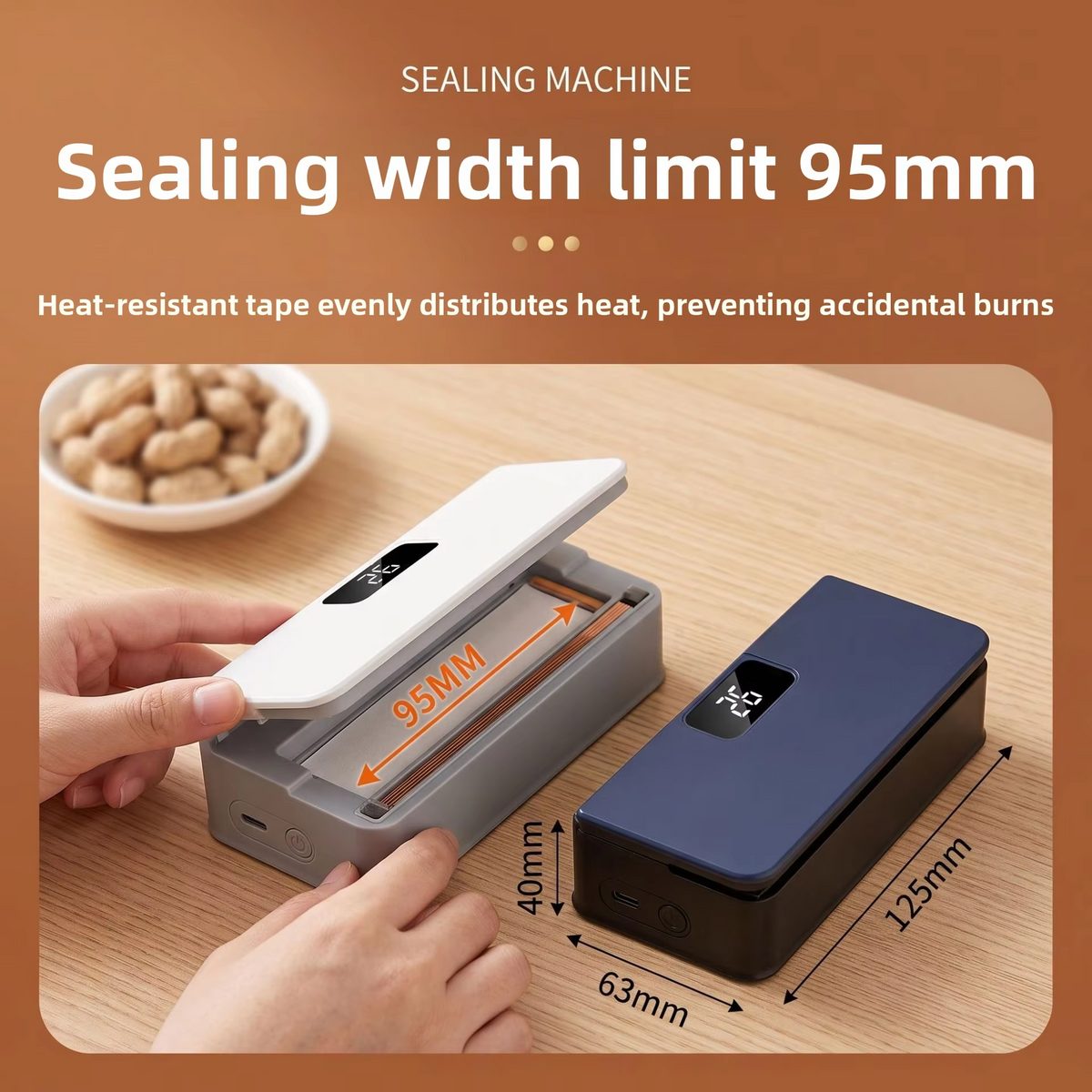 Mini Bag Sealer Magnetic Fridge, 6/8Speed Adjustmen，Selladora De Bolsas Plasticas, Portable Mini Heat Sealer with LED Display, Adjustable Bag Sealer Built-In Cutter and Magnetic Back, Rechargeable Sealer Machine，white
