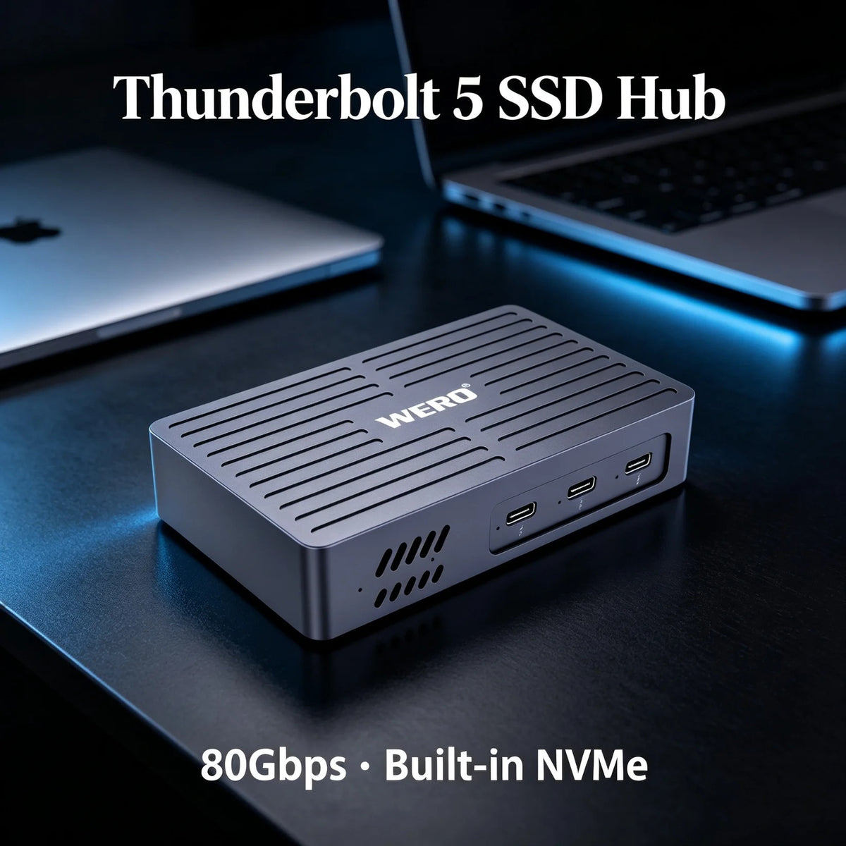 WERO Thunderbolt 5 Hub M.2 NVMe SSD Enclosure 80/120Gbps High Speed Docking Station(TBT5-HUB)