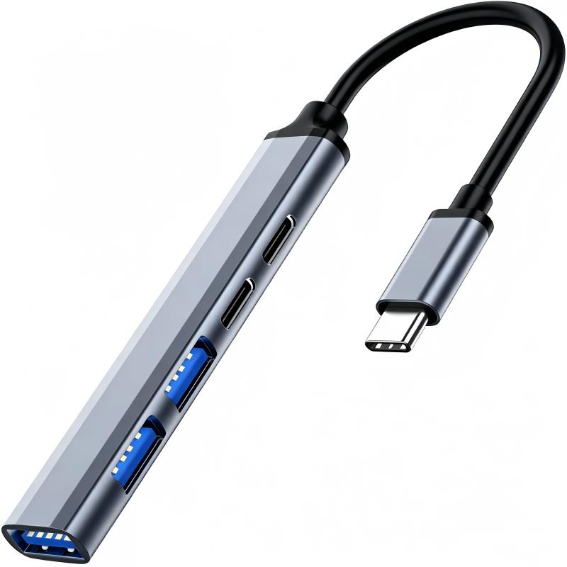QGeeM Type-C 3.0 Hub, 5-in-1 Ultra Thin Docking Station 65W PD Power Supply Portable Mini USB Distributor Data Hub for MacBook Pro/Air, iPad Pro, Laptops and More Type C Devices-UH05-100