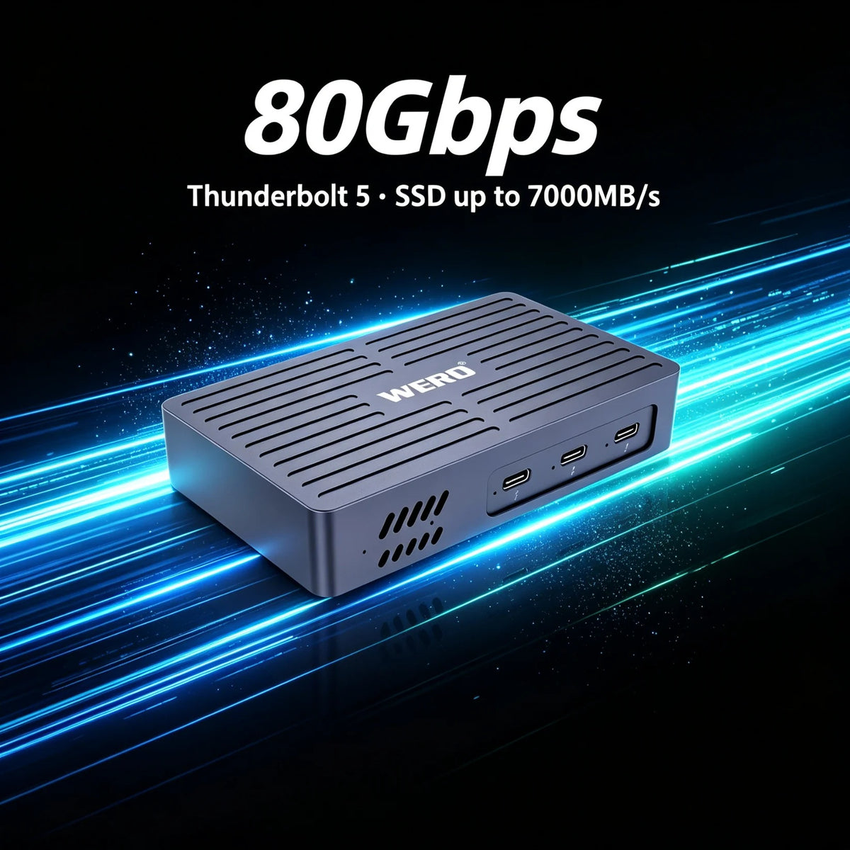 WERO Thunderbolt 5 Hub M.2 NVMe SSD Enclosure 80/120Gbps High Speed Docking Station(TBT5-HUB)