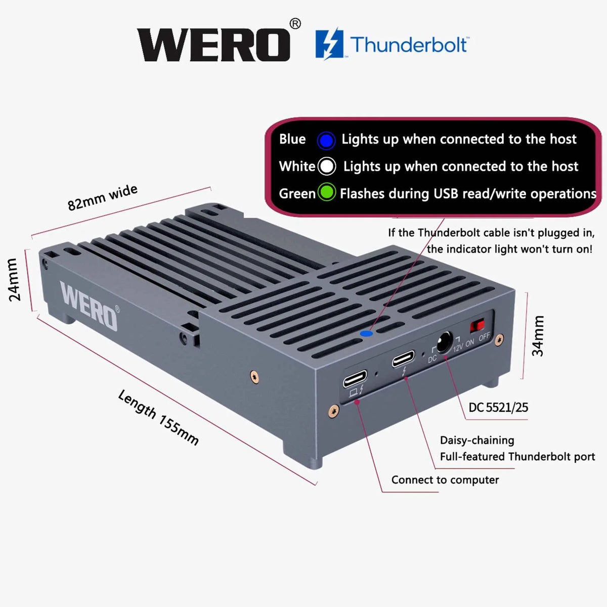 WERO Thunderbolt 3 Dual-Mode U.2/3 SSD DOCK Station(1XU2-V40)