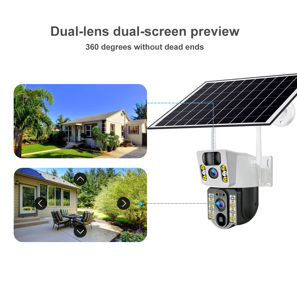 Verto V380 Dual Len 6MP Solar Battery Powered Camera VCS03-W-H CCTV WIFI IP PTZ Dual Lens Network Solar Camera