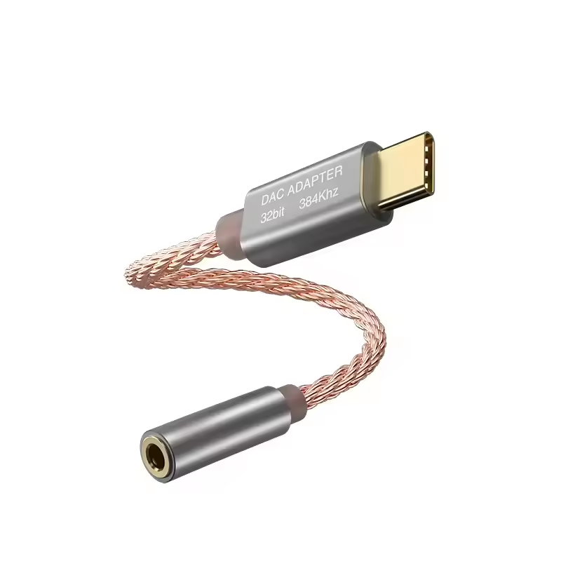 Type-C to 3.5mm Audio Adapter, Hi-Fi DAC Hi-Res Digital Decoder Earphone Amplifier 32Bit 384kHz Type-C to AUX Jack Dongle with ALC5686 Chip, Metal Housing Braided Cable for Headphones, Speakers, Phones Laptops