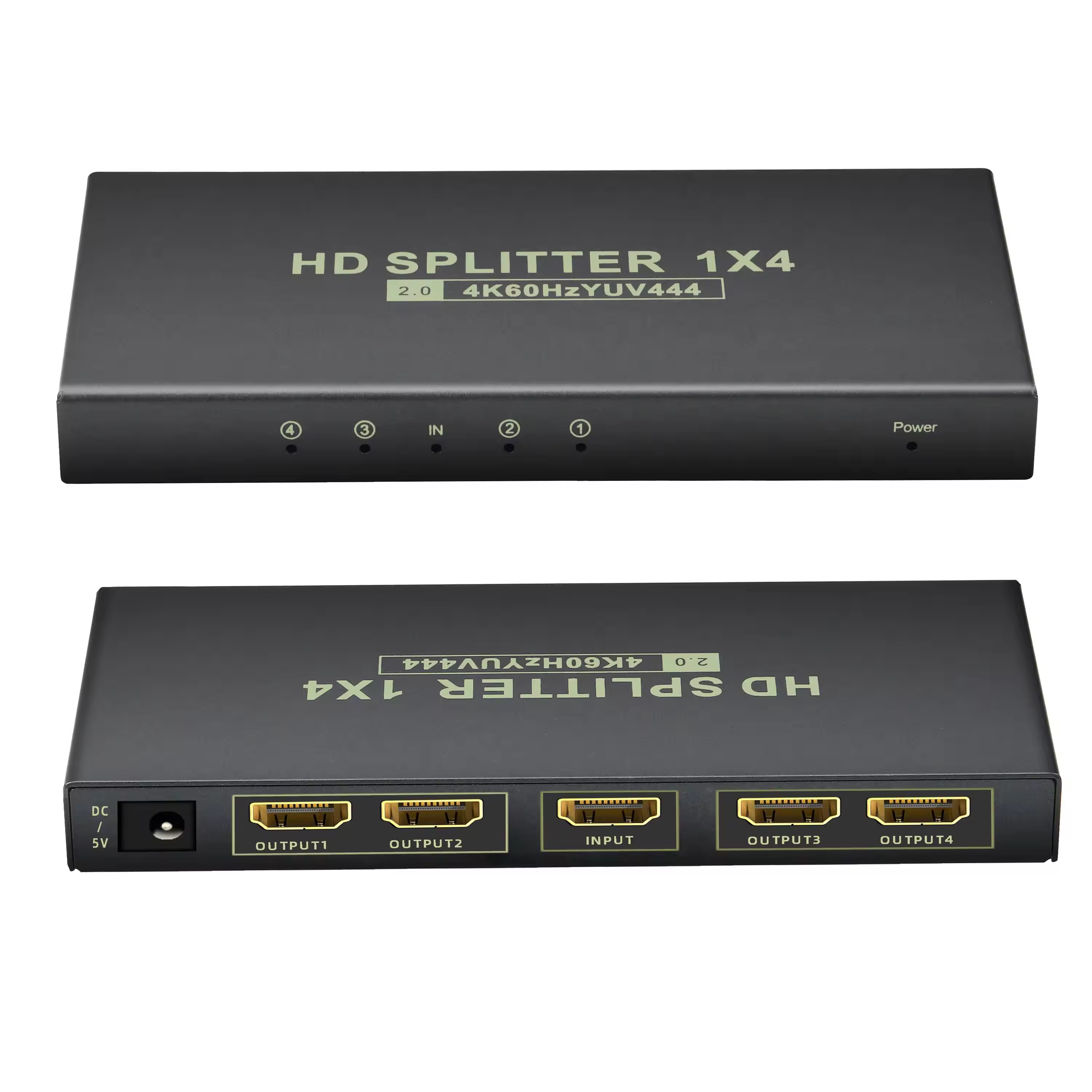 HD Splitter 1 in 2(1x4,1x8) Out,up to 4K @ 60Hz 4:4:4 HDMI Splitter,Multi Resolution Output,HDMI 2.0& HDCP 2.2,EDID Control,3D CEC Support,18 Gbps, Easy Plug and Play-EX52-A-0-BK(XHV102)