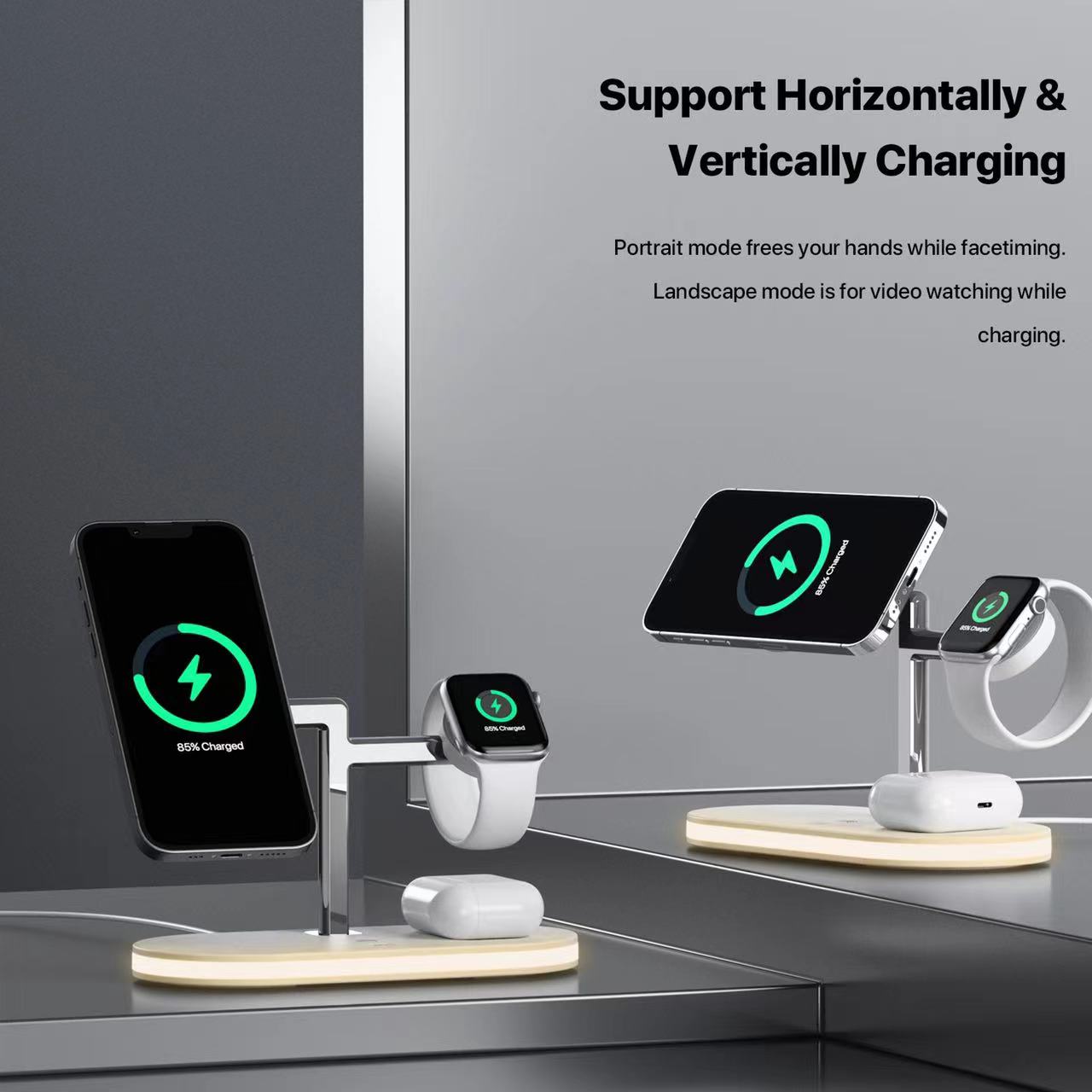 UD Charging Station,Mag-Safe Charger Stand Fast Charging,3 in 1 Charging Fast Station for Apple Devices,Wireless Charger for iPhone 16/15/14/13/12 Series,Apple Watch Series 1-9/Ultra,AirPods Pro