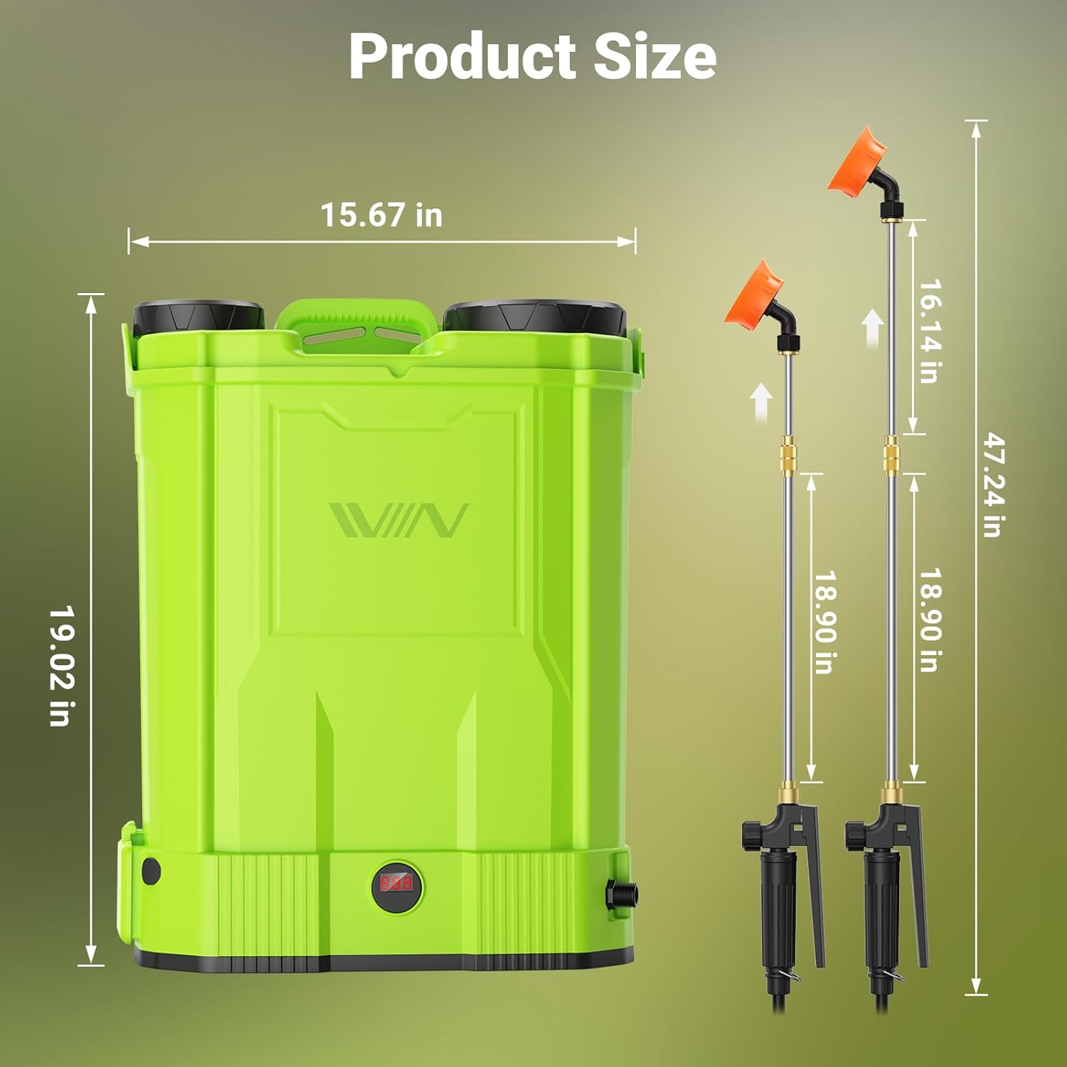 Battery Powered Backpack Sprayer,5.3 Gallon Large Capacity Electric Graden Sprayer,100 PSI Adjustable Pressure Sprayer Compatible with 21V 2.6Ah Battery,Electric Sprayer with Telescopic Wand,8 Nozzles