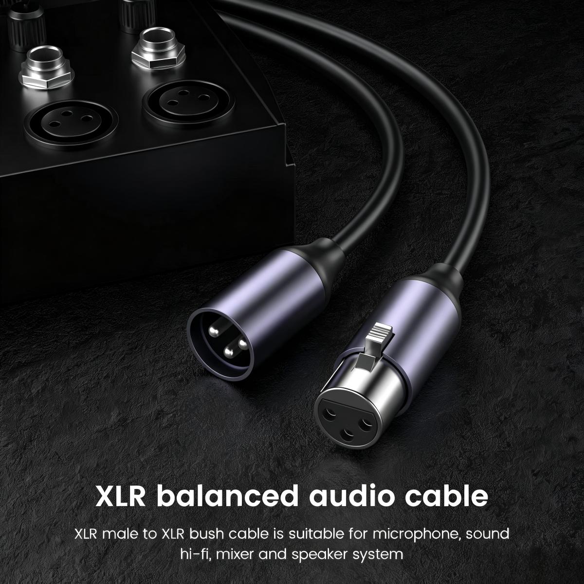 XLR Male to Female Cable 3FT 3Pin Nylon Braided Balanced Microphone Cord for Mic, Mixer, Recording Studio, Behringer & Speaker Systems-AU21-C