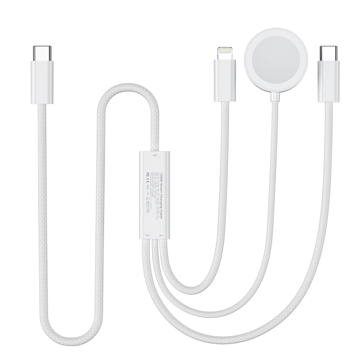 3-in-1 USB-C Braided PD 100W Cable， USB C Cable,iWatch Charger Cord for iWatch Ultra3/2/1/SE 3/2 Series 11/10/9/8/7/6/5,for iPhone17/15/16Pro Max/14/13/12