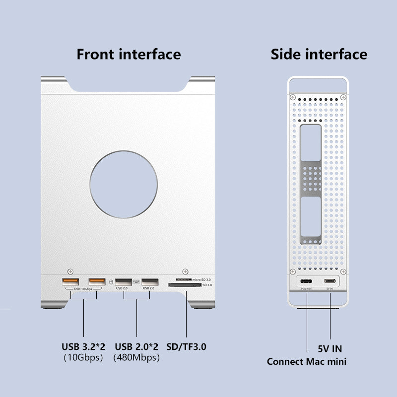 9-IN-1 TYPE-C Docking Station Hub Dock For Apple Mac Mini M4 M4 Pro 2024 & Stand with Built in M.2 NVME SSD Case Enclosure